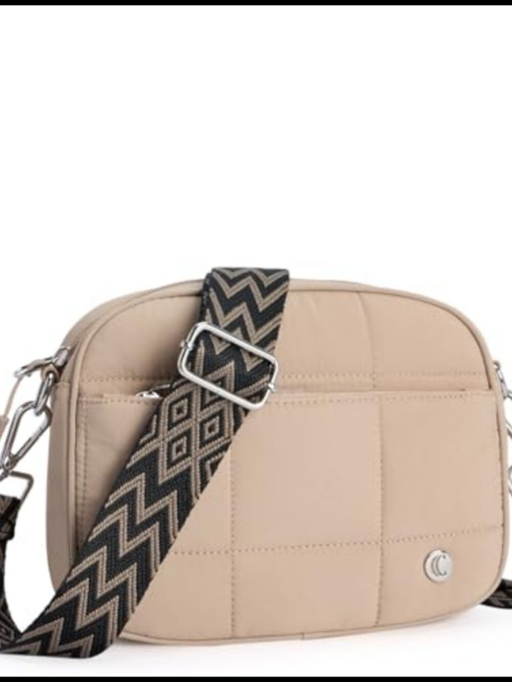 Quilted Crossbody Bag Lightweight Puffer Wide Strap Travel Purse